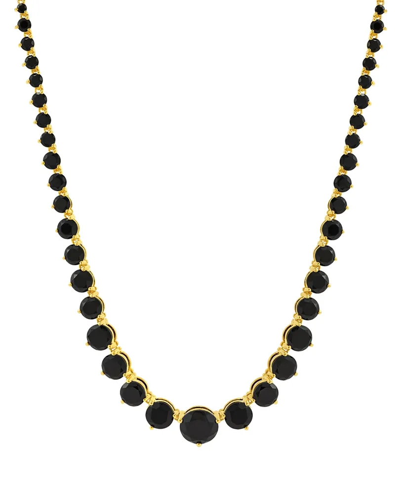 Onyx Graduated 18" Collar Necklace in 14k Gold-Plated Sterling Silver