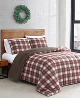 Eddie Bauer Navigation Plaid Red Reversible Comforter Set, King