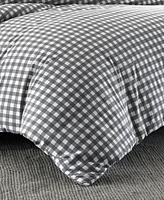 Eddie Bauer Preston Grey Cotton Flannel 3 Piece Duvet Cover Set, Full/Queen