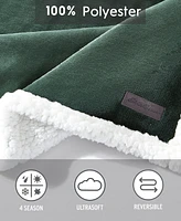 Eddie Bauer Solid Ultra Soft Plush Fleece Reversible Blanket