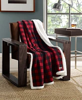 Eddie Bauer Cabin Plaid Cotton Yarn Dyed Flannel Throw Pillow and Blanket Set