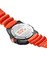 Luminox Men's Swiss Bear Grylls Survival Sea Series Never Give Up Dive Orange Rubber Strap Watch 42mm