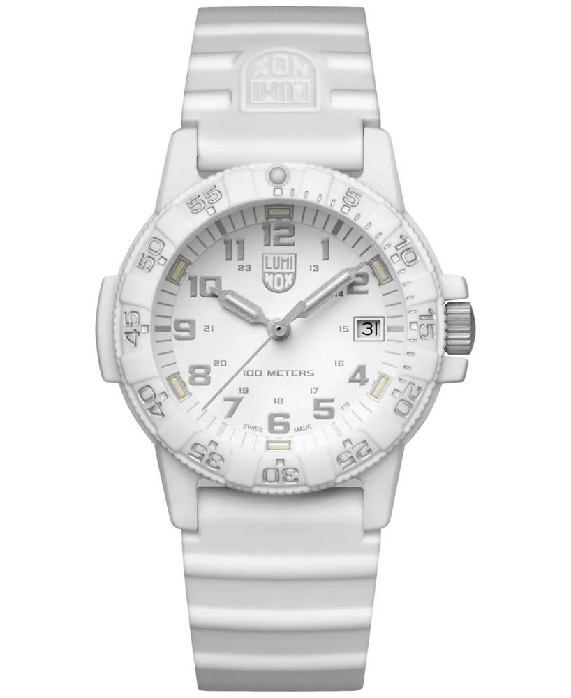 Luminox Unisex Swiss Leatherback Sea Turtle Dive White Rubber Strap Watch 39mm