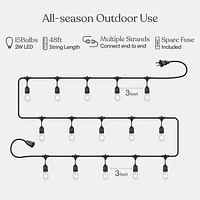 Brightech Ambience Pro 48 ft. Indoor/Outdoor Led Weatherproof 2-Watt String Lights with Soft White Hue