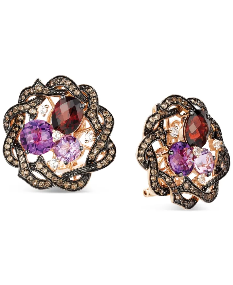 Le Vian Multi-Gemstone Cluster Braided Halo Leverback Earrings (16