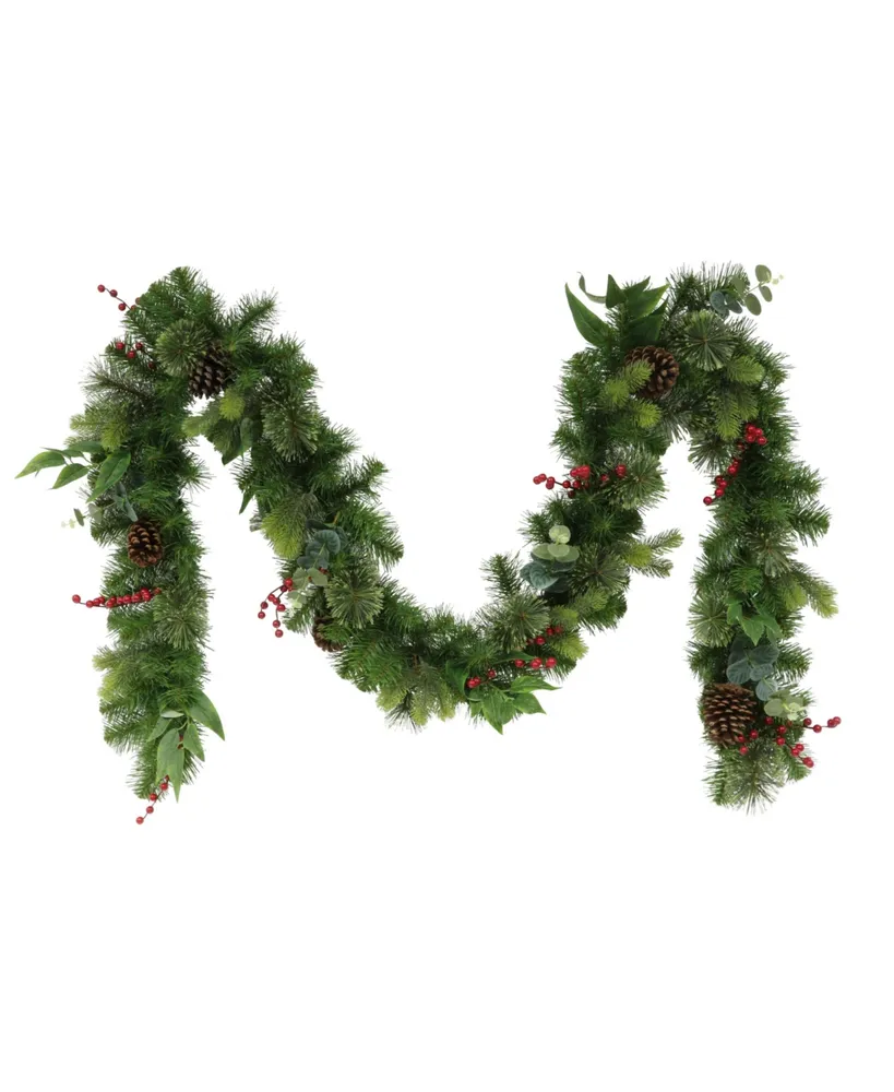 Puleo Decorated Christmas Garland with 180 Tips, 9' x 10"