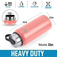 Zulay Kitchen Hydration Nation 3 Lid Multi-Size Vacuum Insulated Water Bottles with Straw - Metal Bottle For Sports & Outdoor