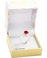 Charter Club Silver-Tone Pave & Color Crystal Solitaire Ring, Created for Macy's