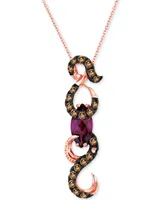 Le Vian Raspberry Rhodolite (1-1/2 ct. t.w.) & Chocolate Diamond (3/4 ct. t.w.) Curvy 18" Pendant Necklace in 14k Rose Gold