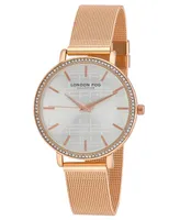 London Fog Women's Buckingham Rose Gold-Tone Alloy Mesh Bracelet Watch 38mm - Rose Gold