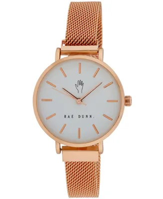 Rae Dunn Women's Robin Rose Gold-Tone Alloy Mesh Bracelet Watch 33mm - Rose Gold