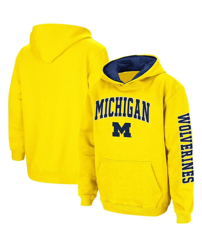 Youth Boys Colosseum Maize Michigan Wolverines 2-Hit Team Pullover Hoodie