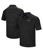 Men's Colosseum Black Tcu Horned Frogs Down Swing Polo Shirt