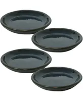 Ceramic Outdoor Flower Pot Saucers Set of 4 - Uv- and Frost-Resistant - Forest Lake Green Glazed Finish