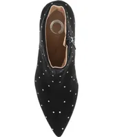 Journee Collection Women's Rossia Stud Embellished Pointed Toe Kitten Heel Dress Booties