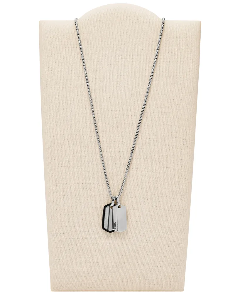 Fossil Men's Chevron Stainless Steel Dog Tag Necklace