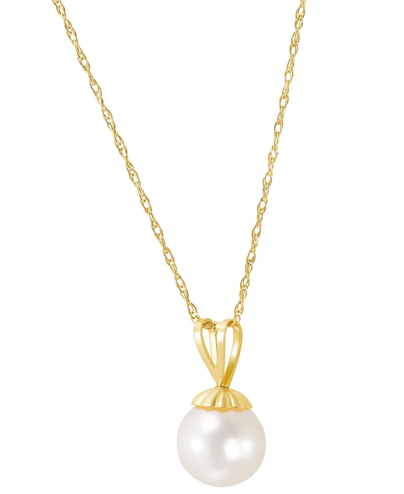 Cultured Freshwater Pearl (6-3/4mm) 18" Pendant Necklace in 14k Gold