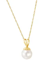 Cultured Freshwater Pearl (6-3/4mm) 18" Pendant Necklace in 14k Gold
