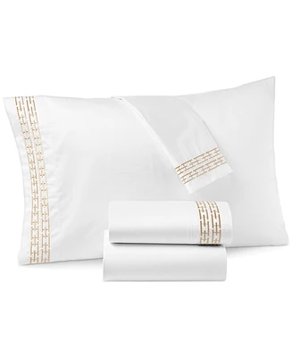 Hotel Collection Chain Links Embroidered 100% Pima Cotton 4-Pc. Sheet Set, California King, Exclusively at Macy's