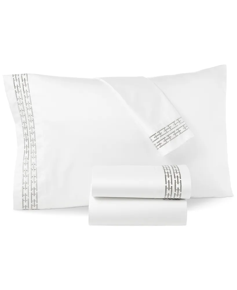 Hotel Collection Chain Links Embroidered 100% Pima Cotton 4-Pc. Sheet Set, California King, Created for Macy's