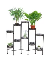 Sunnydaze Decor Bronze Steel 10-Tier Staggered Folding Plant Stand - 46.5 in