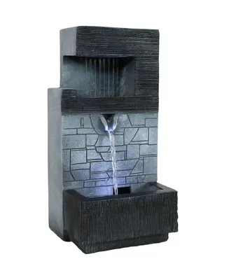 Sunnydaze Decor Modern Tiered Brick Polyresin Indoor Fountain with Led - 13 in