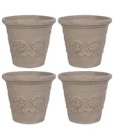 19.5-Inch Arabella Large Plant Pot - Polyresin Round Outdoor Planter with Drillable Drainage Holes - Pack