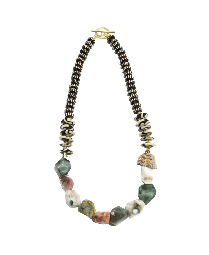 Michael Gabriel Designs Jade Safari Jade Chunk Beads and Kenya Bone Beads Necklace