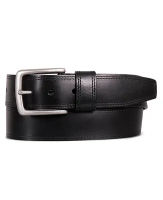 Lucky Brand Men's Double Needle Stitched Leather Belt