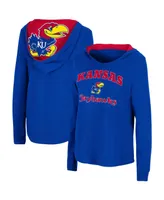 Women's Colosseum Royal Kansas Jayhawks Catalina Hoodie Long Sleeve T-Shirt