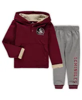 Toddler Boys Colosseum Garnet, Heathered Gray Florida State Seminoles Poppies Hoodie and Sweatpants Set