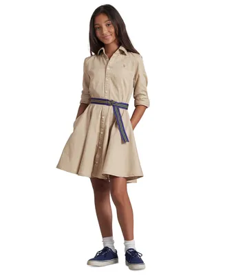 Polo Ralph Lauren Big Girls Belted Cotton Chino Shirtdress