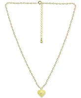 Giani Bernini Cubic Zirconia Polished Heart Paperclip Link Pendant Necklace, 16" + 2" extender, Created for Macy's
