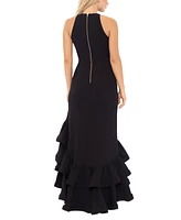 Betsy & Adam Tiered Ruffles Scuba Crepe Gown