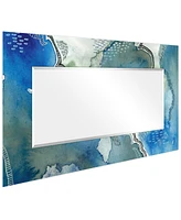 Empire Art Direct 'Subtle Blues' Rectangular On Free Floating Printed Tempered Art Glass Beveled Mirror, 72" x 36"