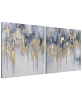 Empire Art Direct Golden Lighting 1, 2 Textured Metallic Hand Painted Wall Art, Set of 2, 36" x 72"