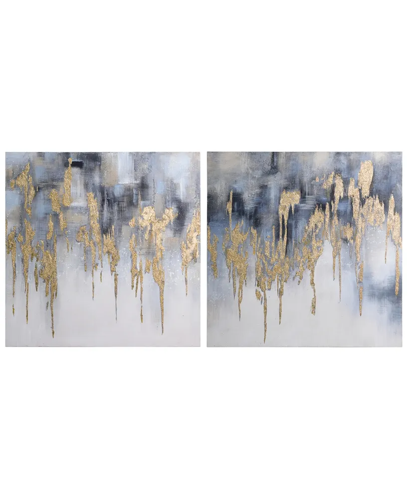 Empire Art Direct Golden Lighting 1, 2 Textured Metallic Hand Painted Wall Art, Set of 2, 36" x 72"