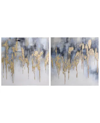 Empire Art Direct Golden Lighting 1, 2 Textured Metallic Hand Painted Wall Art, Set of 2, 36" x 72" - Gold