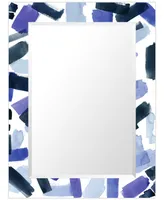 Empire Art Direct 'Cerulean Strokes' Rectangular On Free Floating Printed Tempered Art Glass Beveled Mirror, 40" x 30"
