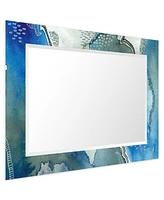 Empire Art Direct 'Subtle Blues' Rectangular On Free Floating Printed Tempered Art Glass Beveled Mirror, 40" x 30"