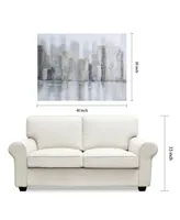 Empire Art Direct Foggy City Textured Metallic Hand Painted Canvas Wall Art, 30" x 40" - Gray, Gold