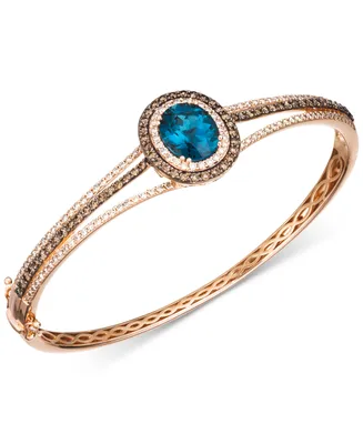 Le Vian London Blue Topaz (4 ct. t.w.) & Diamond (2-1/4 ct. t.w.) Bangle Bracelet in 14k Rose Gold