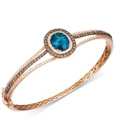 Le Vian London Blue Topaz (4 ct. t.w.) & Diamond (2-1/4 ct. t.w.) Bangle Bracelet in 14k Rose Gold