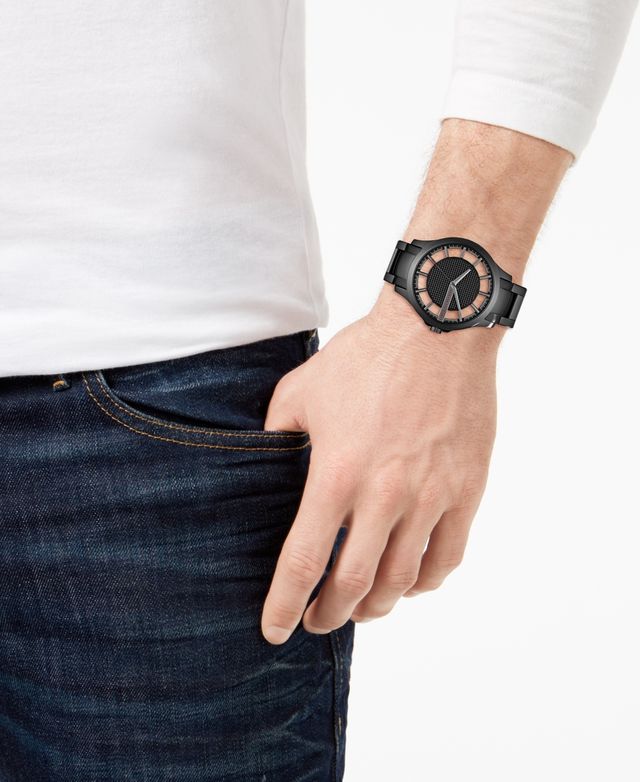 A|X Armani Exchange Men's Black Stainless Steel Bracelet Watch, 46mm