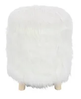 Rosemary Lane Polyester Stool with Faux Fur, 19" x 19" x 16"