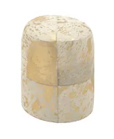 Rosemary Lane Leather Handmade Stool with Patchwork Pattern, 16" x