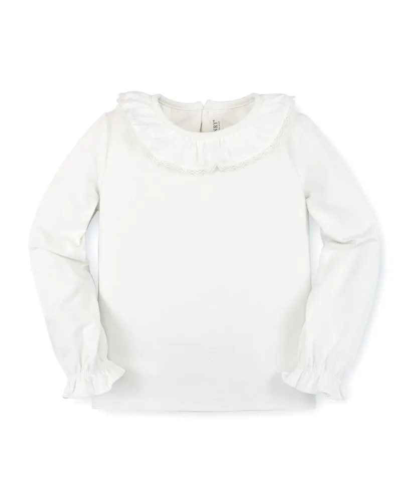 Hope & Henry Baby Girls Long Sleeve Ruffle Neck Knit Top