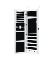 Costway Wall Mounted Mirrored Jewelry Cabinet Organizer w/Led Lights