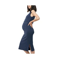 Ripe Maternity Layered Knit Sleeveless Nursing Dress Ink