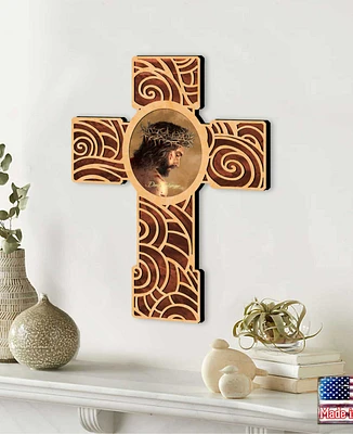 Designocracy Jesus Inspirational Wooden Modern Cross